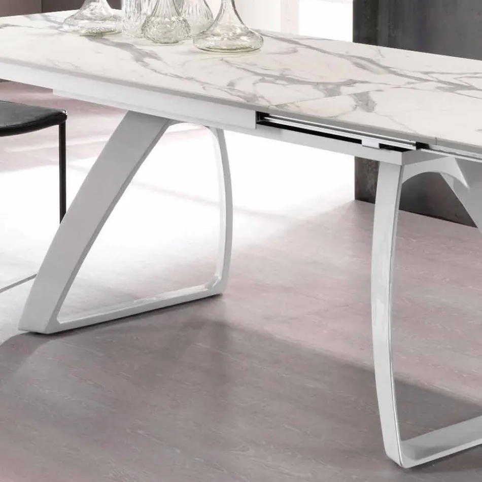 Mesa extensible moderna con patas de metal, Villongo Viadurini