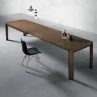 Mesa extensible moderna con patas de trapecio en madera de fresno de Parre Viadurini