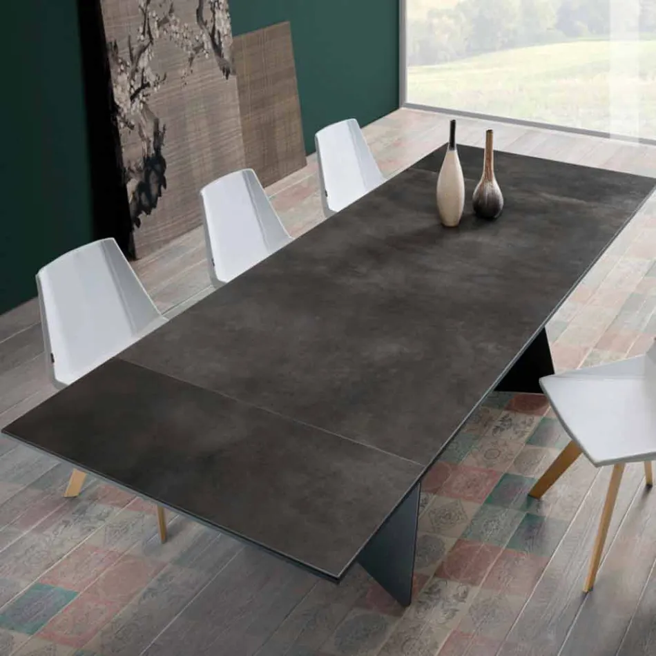Mesa extensible moderna con tapa de gres hecha en Italia, Erve Viadurini