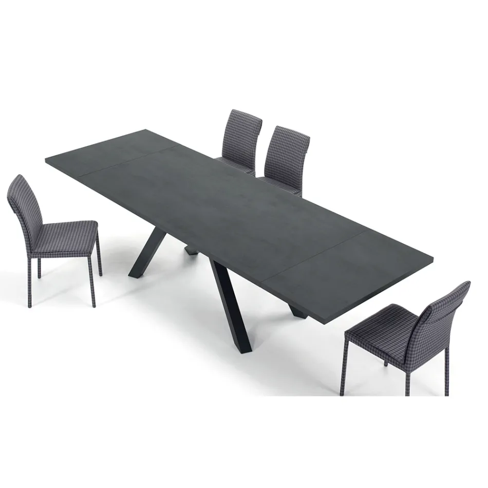 Mesa extensible moderna con tapa de madera laminada Made in Italy – Settimmio Viadurini