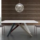 Mesa extensible moderna con tapa de madera laminada Made in Italy – Settimmio Viadurini
