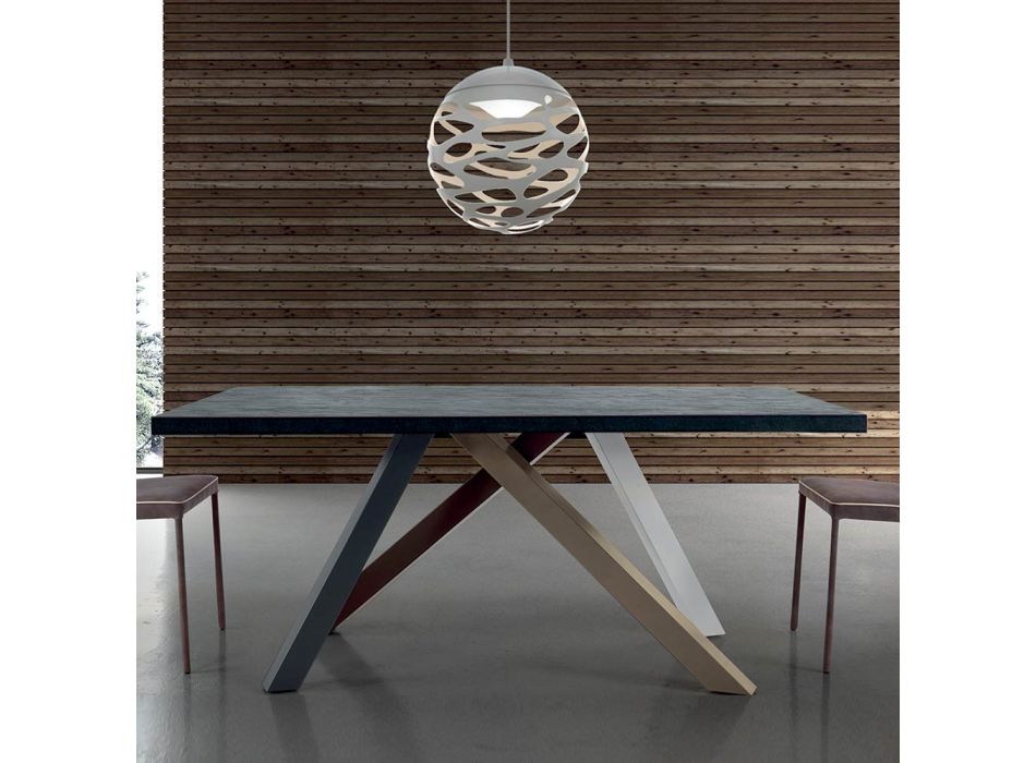 Mesa extensible moderna con tapa de madera laminada Made in Italy – Settimmio Viadurini