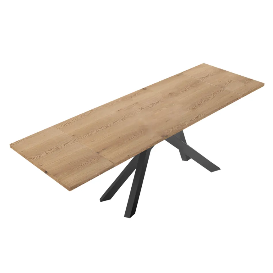 Mesa extensible moderna con tapa de madera laminada Made in Italy – Settimmio Viadurini