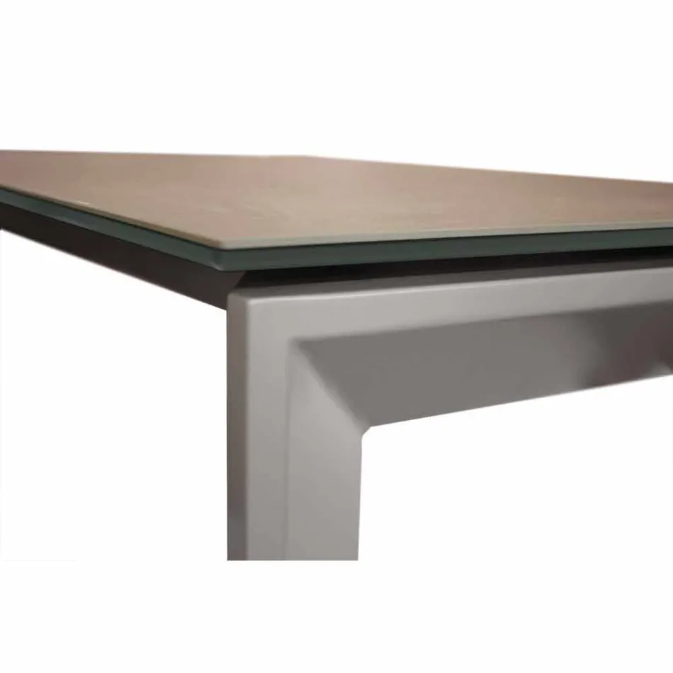 Mesa extensible moderna con tapa de vidrio cerámico Filadelfia Viadurini