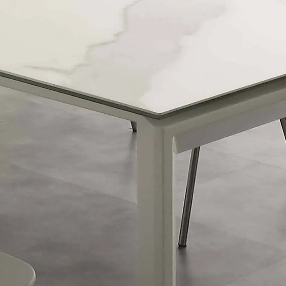 Mesa extensible moderna con tapa de vidrio cerámico Filadelfia Viadurini