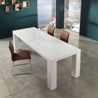 mate acabado lacado blanco mesa extensible contemporáneo Demy Viadurini