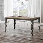 Mesa Extensible Moderna en Madera de Melamina y Bajo Encimera de Hierro - Marella Viadurini