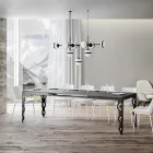 Mesa Extensible Moderna en Madera de Melamina y Bajo Encimera de Hierro - Marella Viadurini