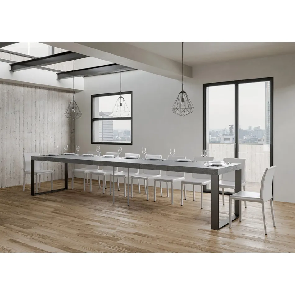 Mesa extensible moderna en madera de melamina Made in Italy - Badesi Viadurini