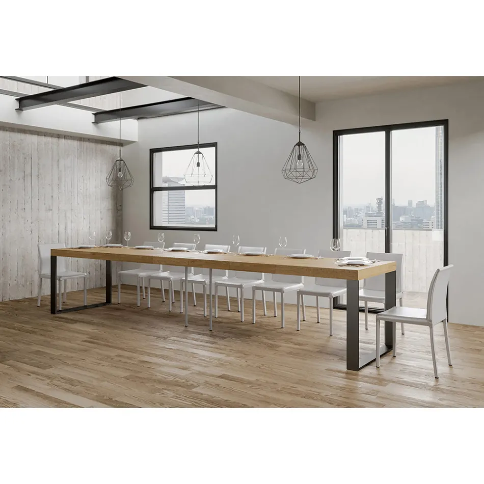 Mesa extensible moderna en madera de melamina Made in Italy - Badesi Viadurini