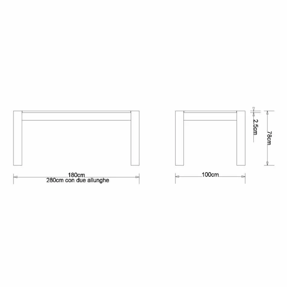 Mesa extensible moderna de roble macizo, L180 / 280xP100cm, Jacob Viadurini