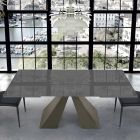 Mesa extensible moderna de vidrio y acero para 14 plazas Made in Italy - Dálmata Viadurini