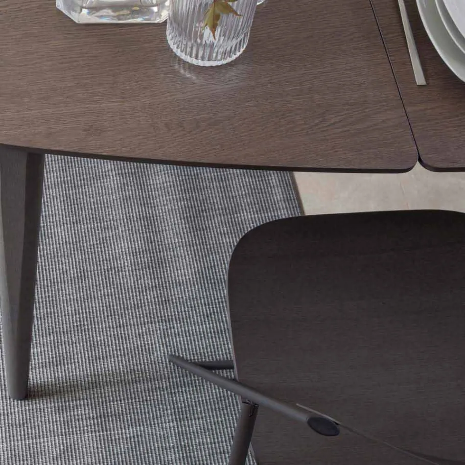 Mesa de comedor extensible de madera chapada hasta 170 cm - Nutello Viadurini