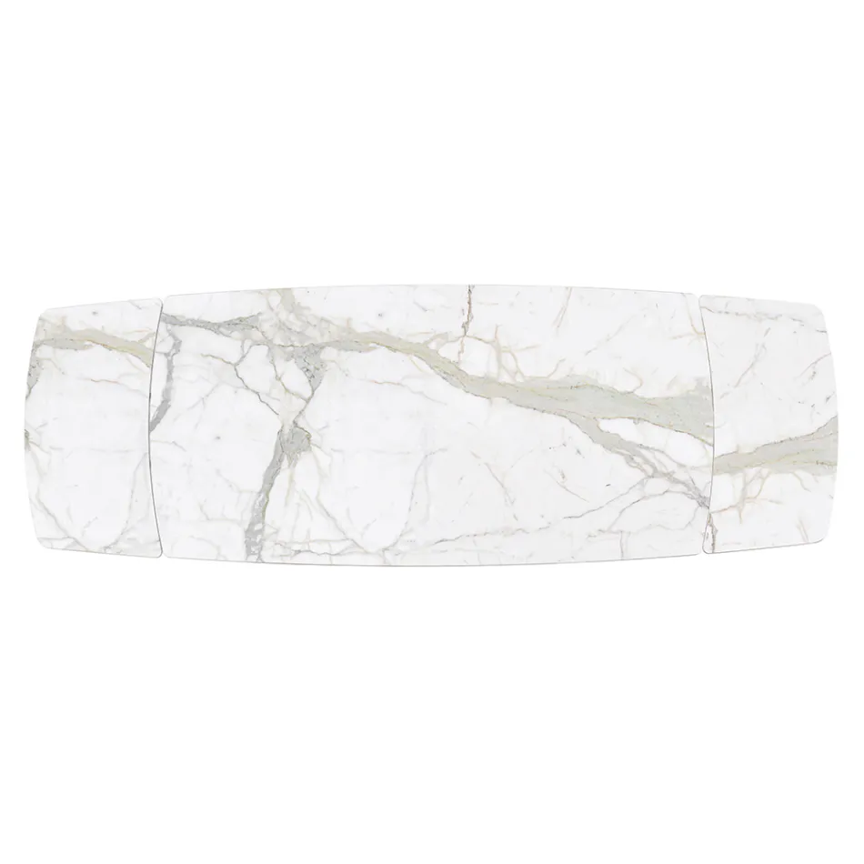 Mesa extensible con tapa de cerámica y base de hierro - Incrocio Viadurini