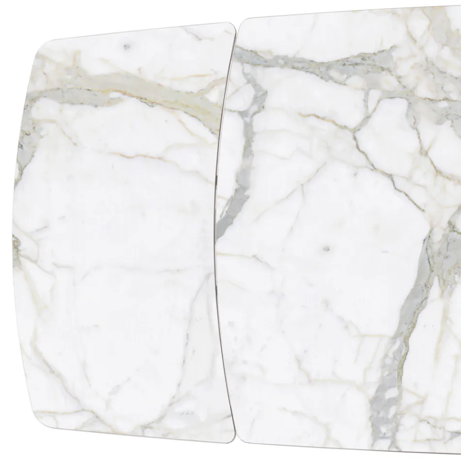 Mesa extensible con tapa de cerámica y base de hierro - Incrocio Viadurini