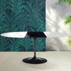 Mesa extensible Tulip de Saarinen, 74 cm de altura, en cerámica Florim blanca brillante - Scarlet Viadurini
