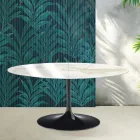 Mesa extensible Tulip de Saarinen, 74 cm de altura, en cerámica Florim Calacatta Gold Gloss - Scarlet Viadurini