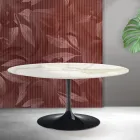 Mesa extensible Tulip de Saarinen, 74 cm de altura, en cerámica mate Florim Calacatta Gold - Escarlata Viadurini