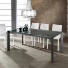 Mesa extensible de vidrio templado gris metal pintado y Zeno Viadurini