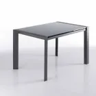 Mesa extensible de vidrio templado gris metal pintado y Zeno Viadurini