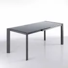 Mesa extensible de vidrio templado gris metal pintado y Zeno Viadurini