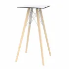 Mesa de bar alta cuadrada de diseño en madera y Hpl, 4 piezas - Faz Wood by Vondom Viadurini