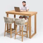 Mesa alta de bar de teca natural cepillada - Sponda Viadurini