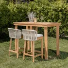 Mesa alta de bar de teca natural cepillada - Sponda Viadurini
