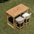 Mesa alta de bar de teca natural cepillada - Sponda Viadurini