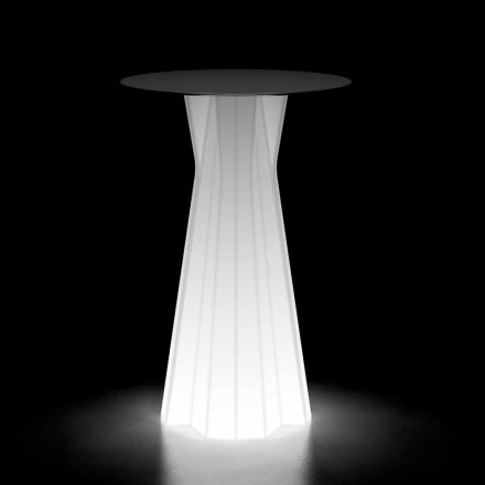 Mesa alta para exterior con base luminosa y tapa de Hpl Made in Italy - Tinuccia Viadurini