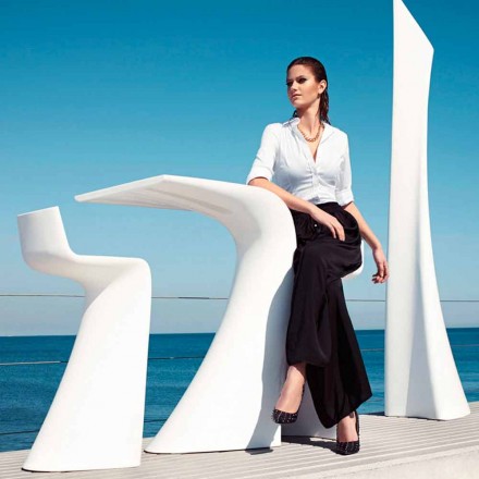 Mesa alta de exterior de diseño H 100 cm, en polietileno, Wing Vondom Viadurini