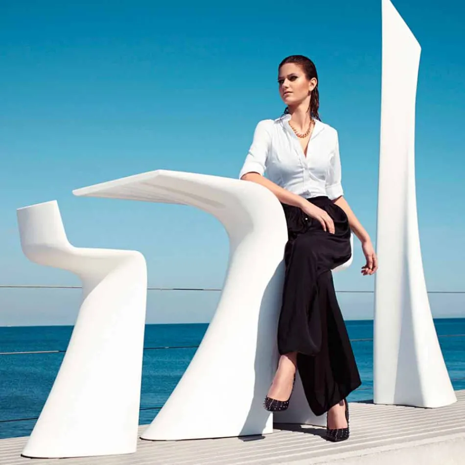 Mesa alta de exterior de diseño H 100 cm, en polietileno, Wing Vondom Viadurini