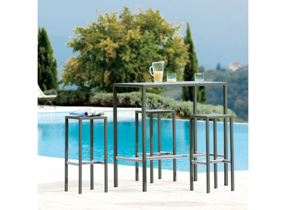 Mesa alta de jardín en acero galvanizado Made in Italy - Vesna Viadurini
