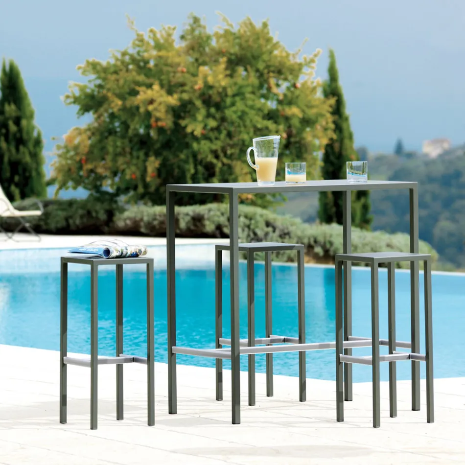 Mesa alta de jardín en acero galvanizado Made in Italy - Vesna Viadurini