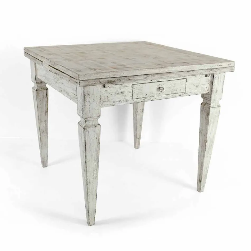 Mesa extensible artesanal hasta 170 cm en madera Made in Italy - Marsella Viadurini