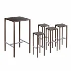 Mesa de bar con 4 taburetes de exterior en metal pintado Made in Italy - Fada Viadurini