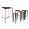 Mesa de bar con 4 taburetes de exterior en metal pintado Made in Italy - Fada