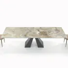 Mesa con extensiones integradas y base de acero visón Made in Italy - Dálmata Viadurini