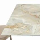 Mesa con extensiones integradas y base de acero visón Made in Italy - Dálmata Viadurini