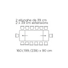 Mesa con extensiones integradas y base de acero visón Made in Italy - Dálmata Viadurini