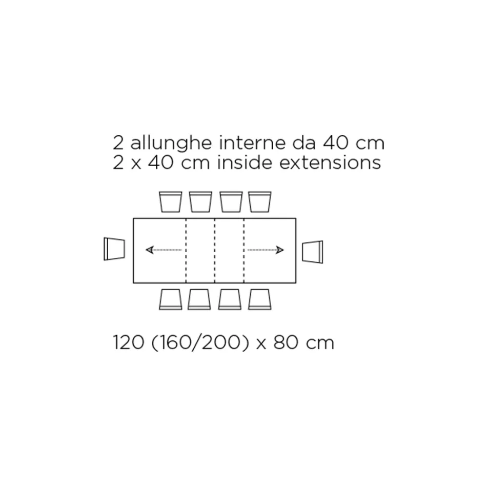 Mesa con Extensiones Internas y Borde Abatible en Laminado Made in Italy - Gordito Viadurini