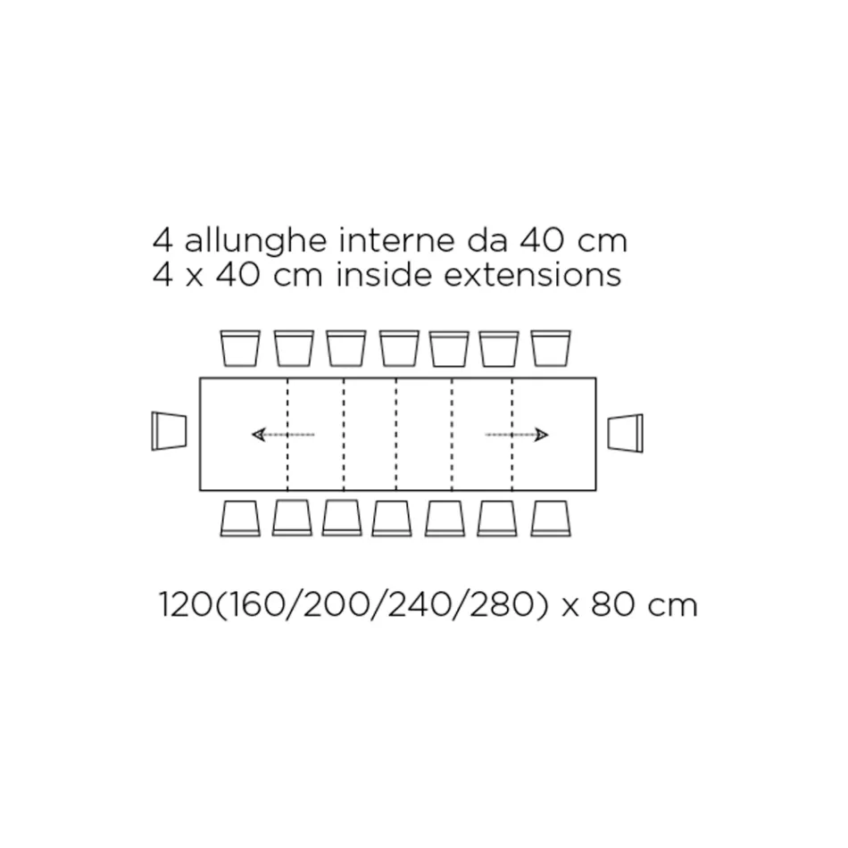 Mesa con Extensiones Internas y Borde Abatible en Laminado Made in Italy - Gordito Viadurini