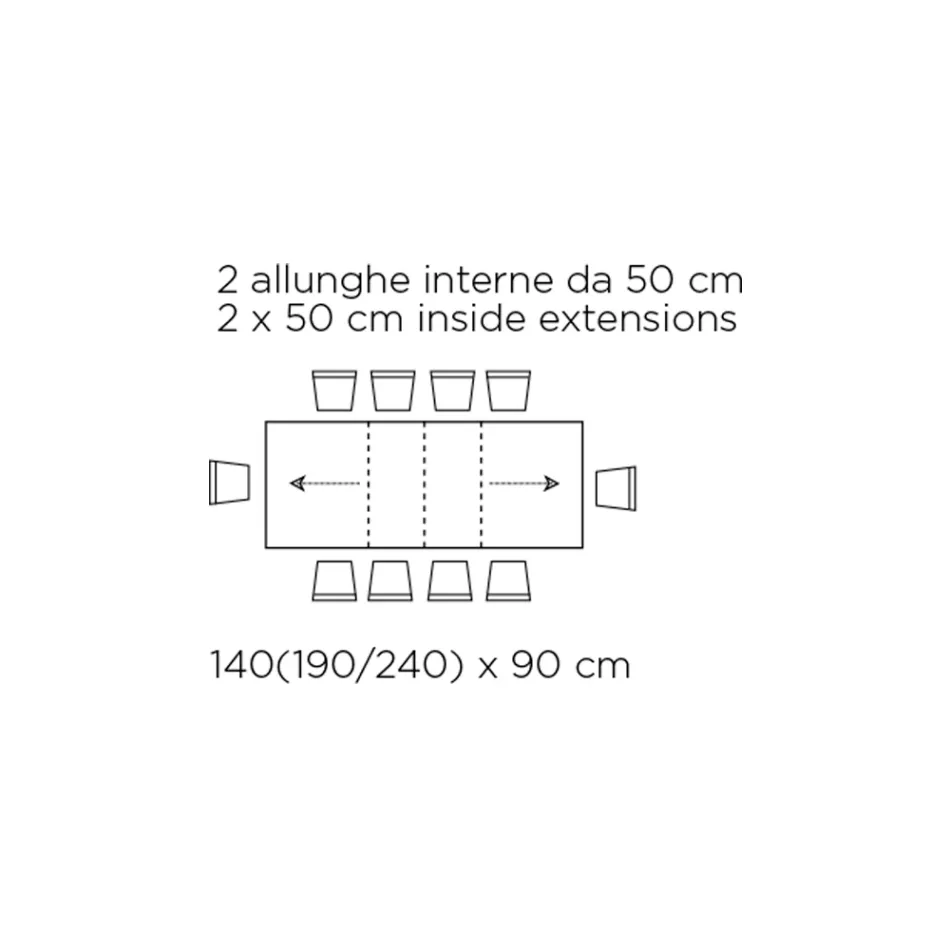 Mesa con Extensiones Internas y Borde Abatible en Laminado Made in Italy - Gordito Viadurini