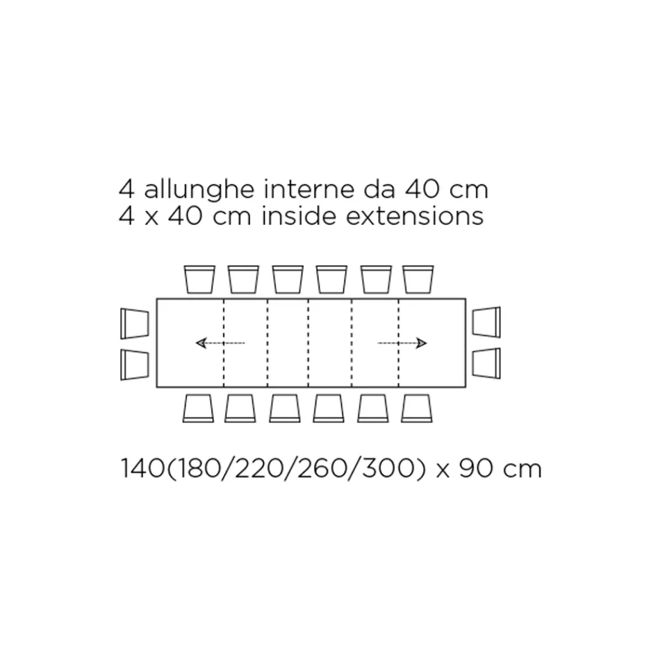 Mesa con Extensiones Internas y Borde Abatible en Laminado Made in Italy - Gordito Viadurini