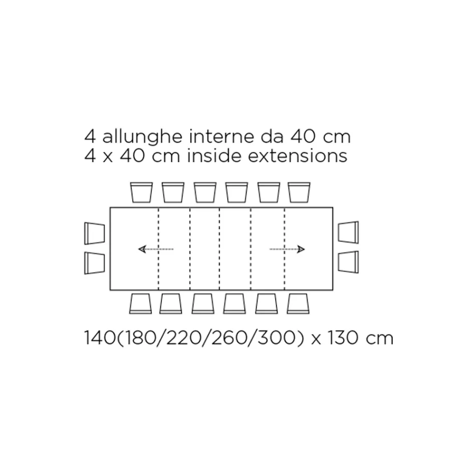 Mesa con Extensiones Internas y Borde Abatible en Laminado Made in Italy - Gordito Viadurini
