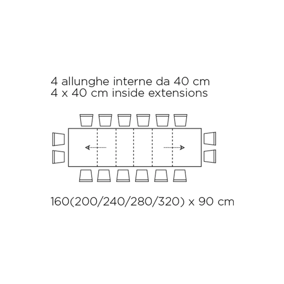 Mesa con Extensiones Internas y Borde Abatible en Laminado Made in Italy - Gordito Viadurini