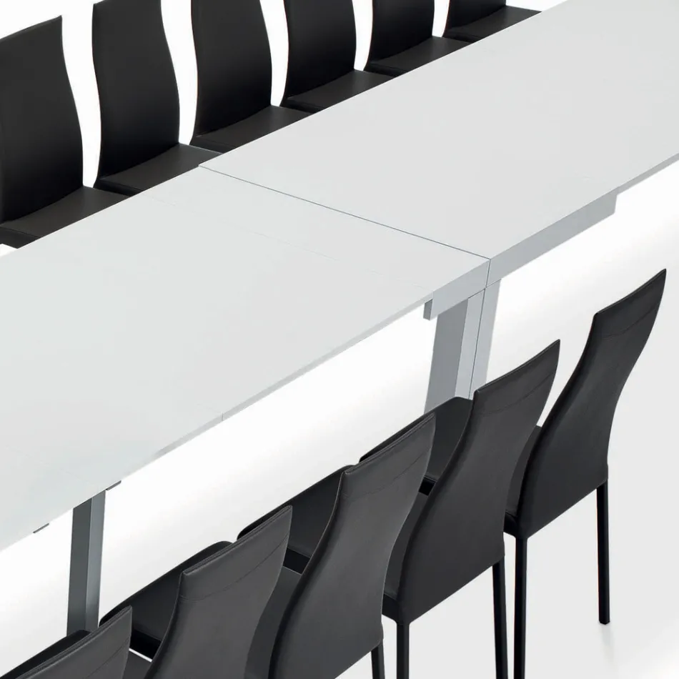 Mesa con Extensiones Internas y Borde Abatible en Laminado Made in Italy - Gordito Viadurini