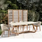 Mesa con base de madera y tapa de cerámica Chianca de Ostuni - Infinity Viadurini