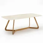 Mesa con base de madera y tapa de cerámica Chianca de Ostuni - Infinity Viadurini