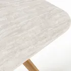 Mesa con base de madera y tapa de cerámica travertino claro - Infinity Viadurini